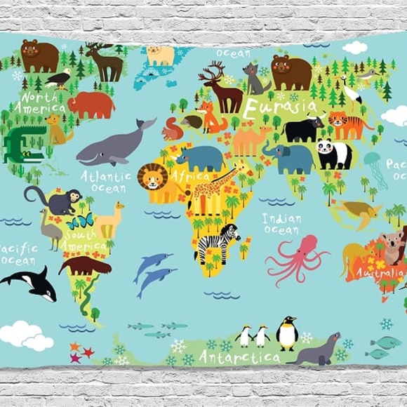 Other - Tapestry Animal World Map Wall Hanging Backdrop